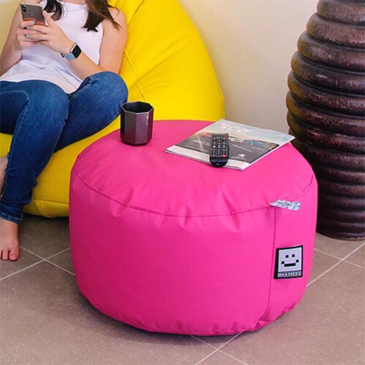 puff redondo rosa happers