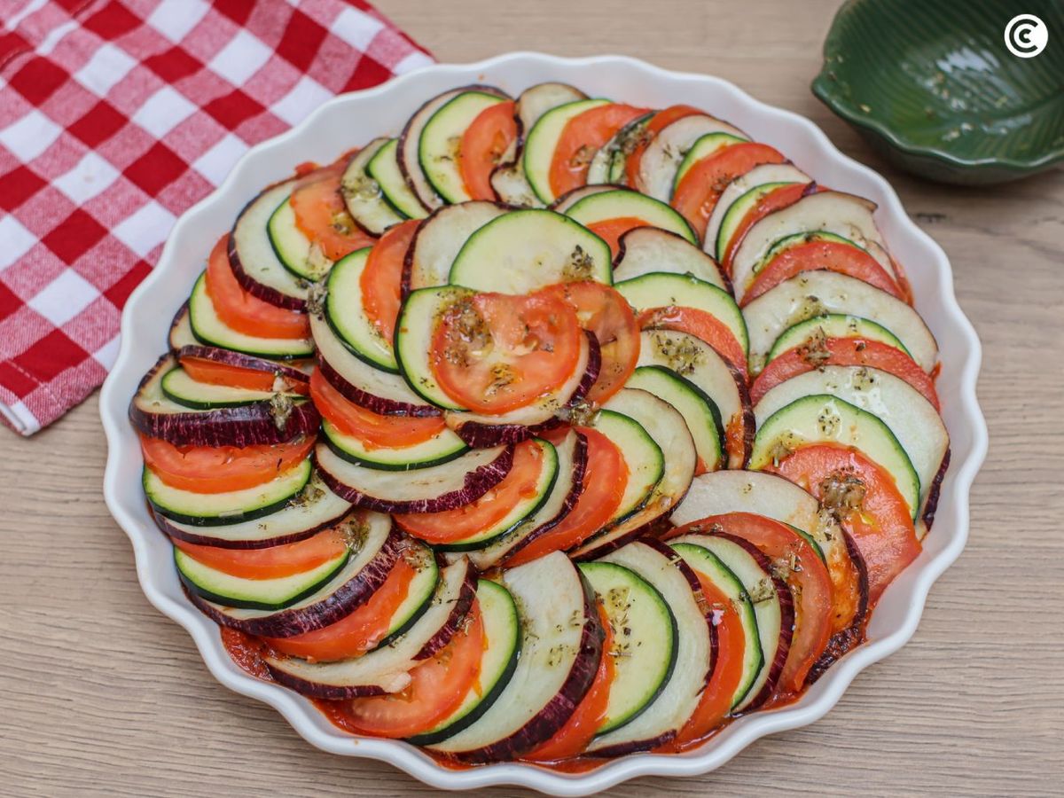 Montar las verduras de la ratatouille