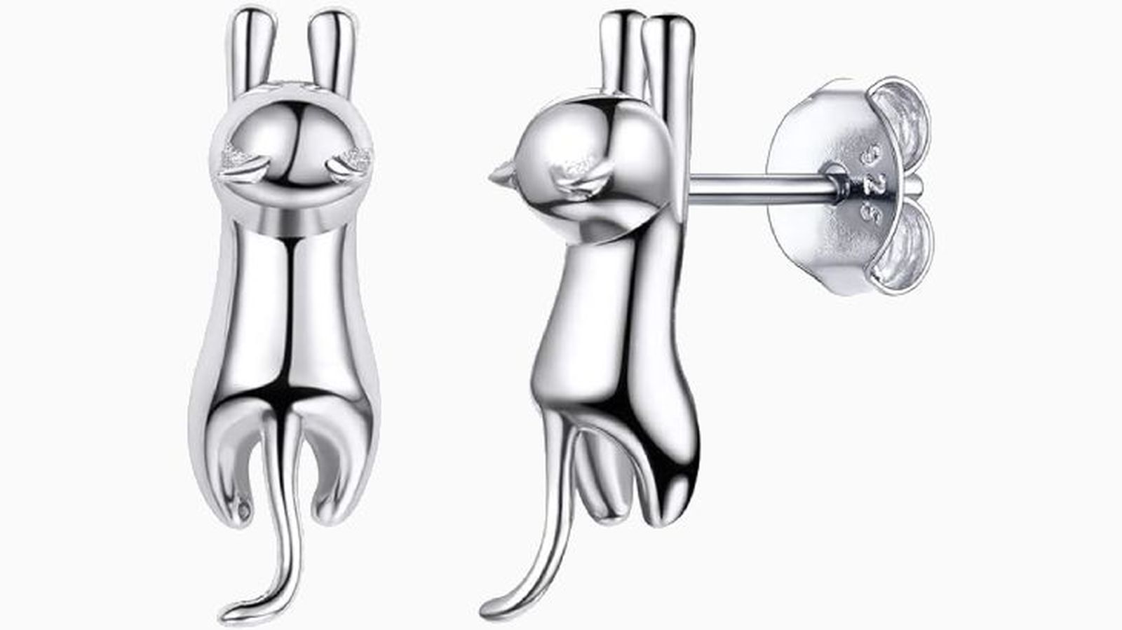 Pendientes de plata con forma de gato.