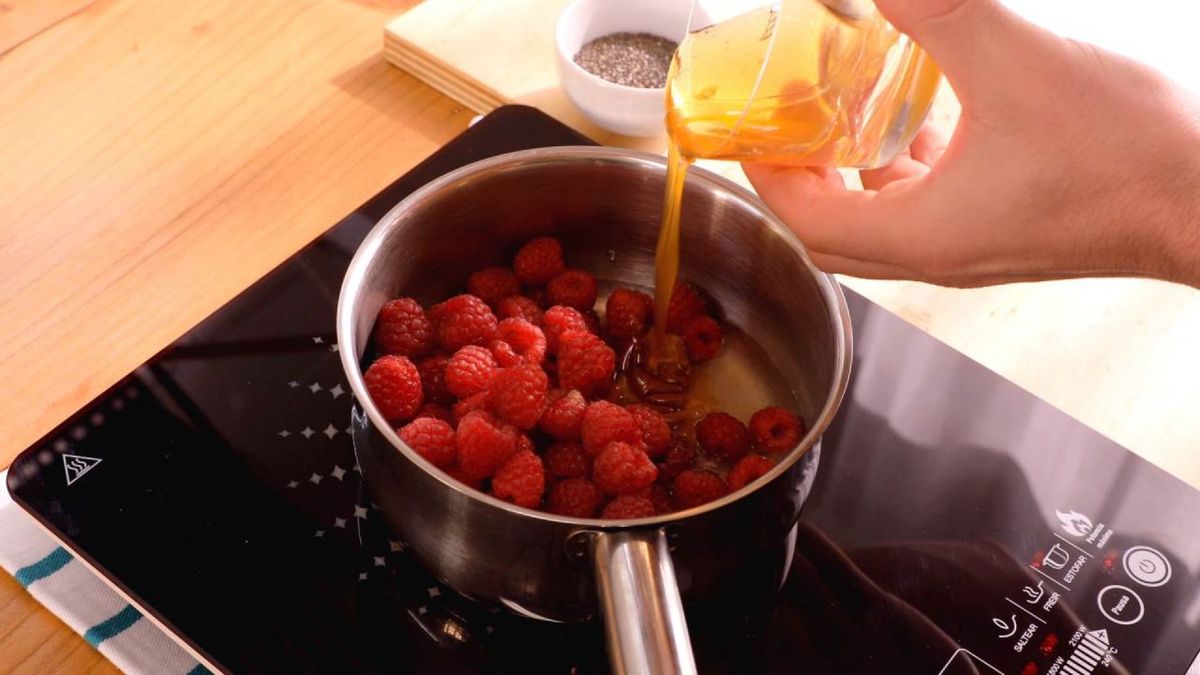 Mermelada de frambuesa con semillas de chía  paso 2