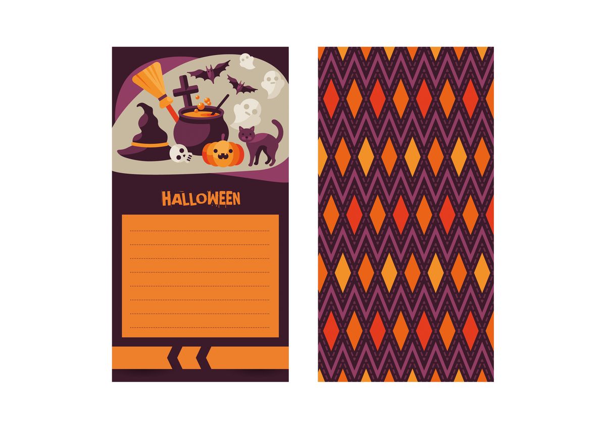 Tarjetas para una fiesta de Halloween   Rombos doble cara