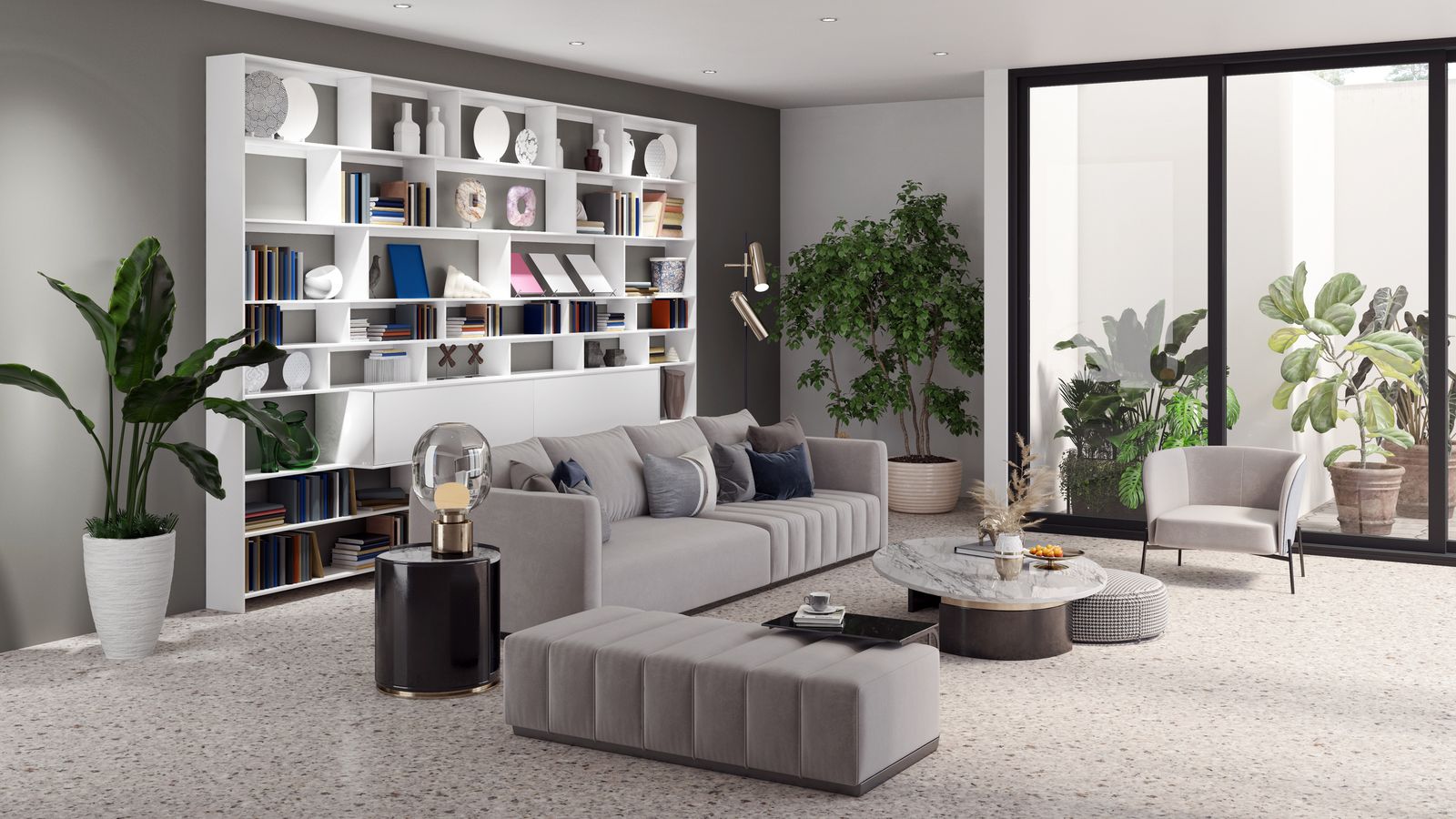 Combina muebles y accesorios de diferentes alturas y formas
