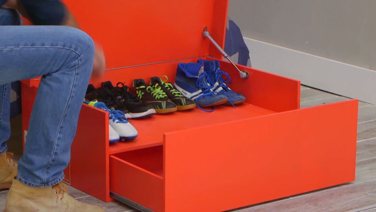 Cómo hacer un zapatero con forma de caja de zapatillas paso 14