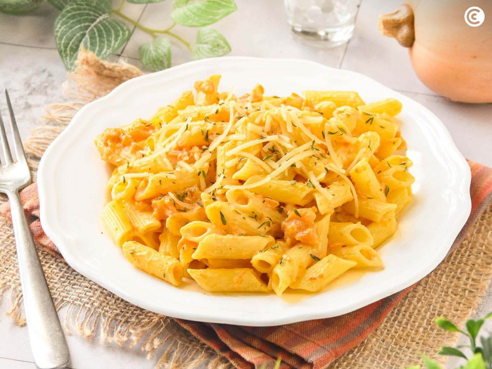 Pasta con salsa de calabaza