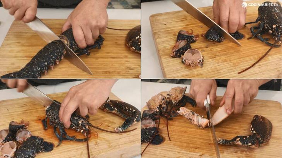 corte bogavante arroz meloso