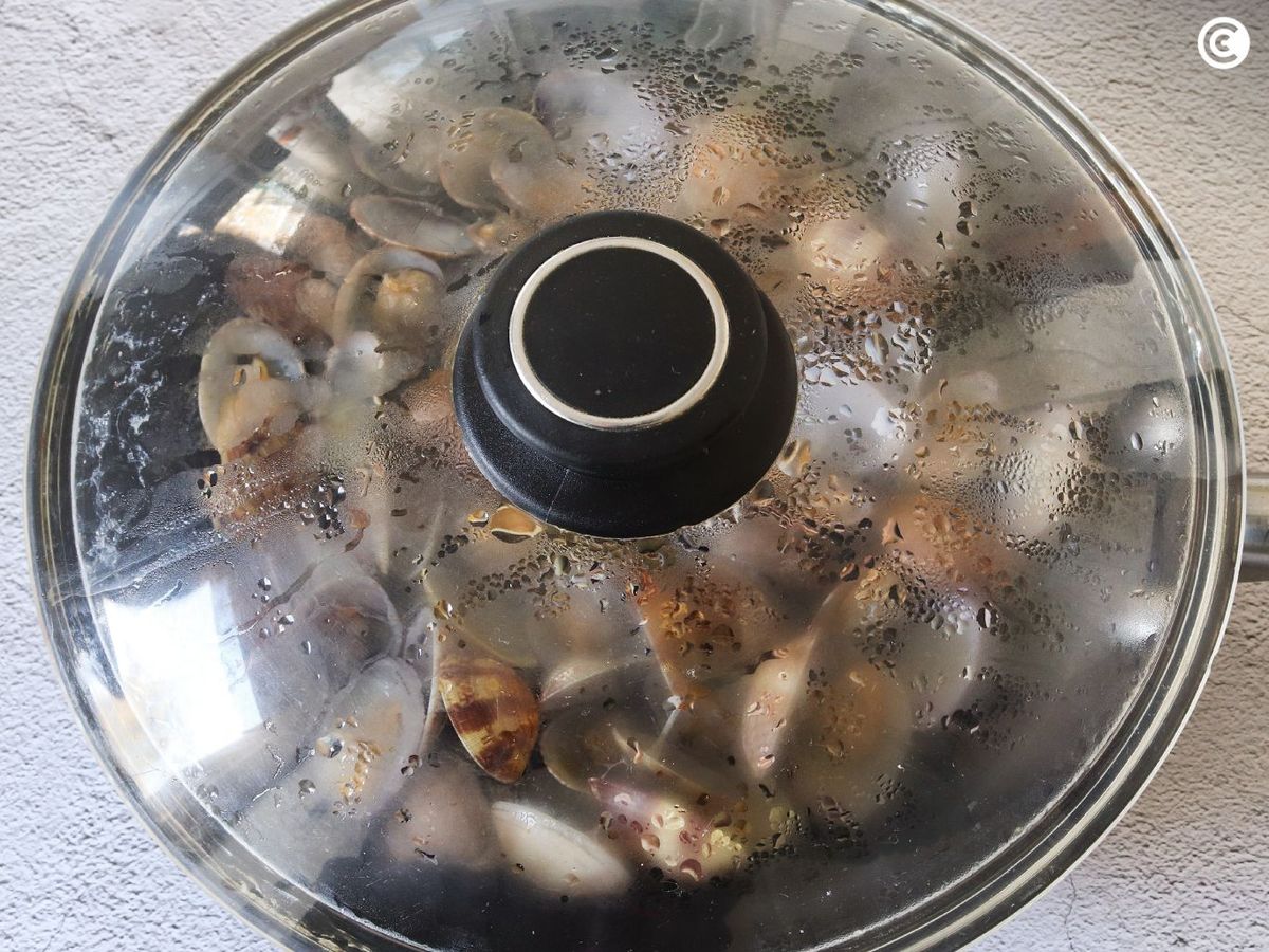 Cocinar las almejas al vapor