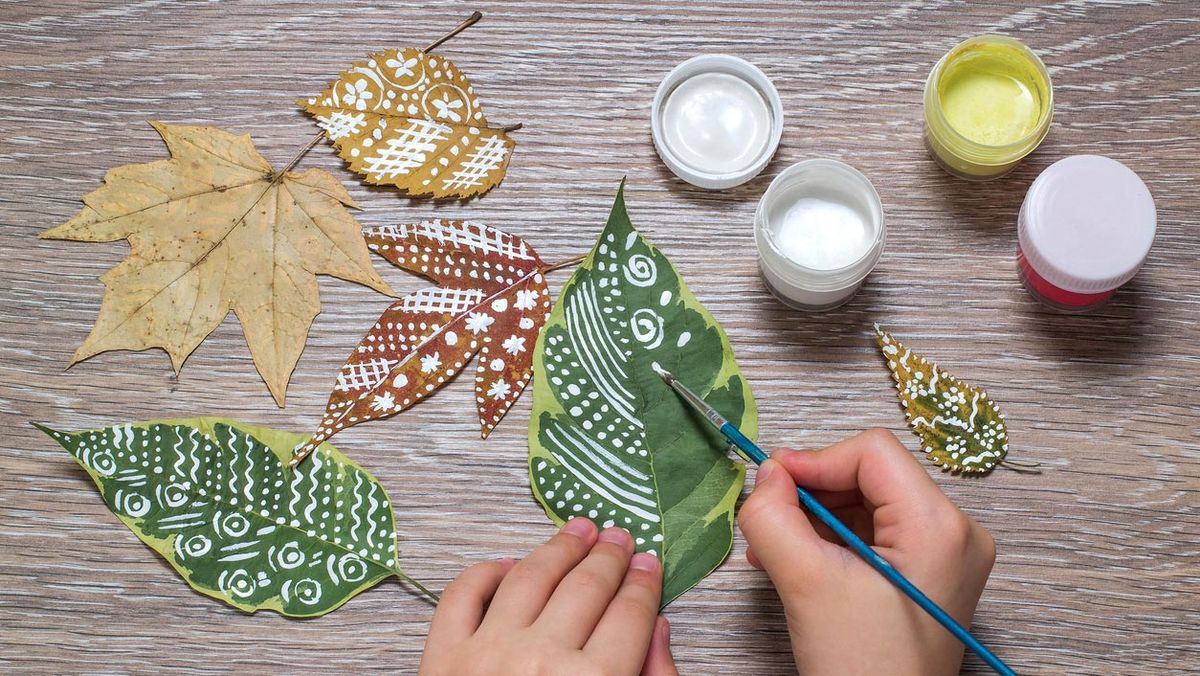 manualidades otono pintar mandajas hojas