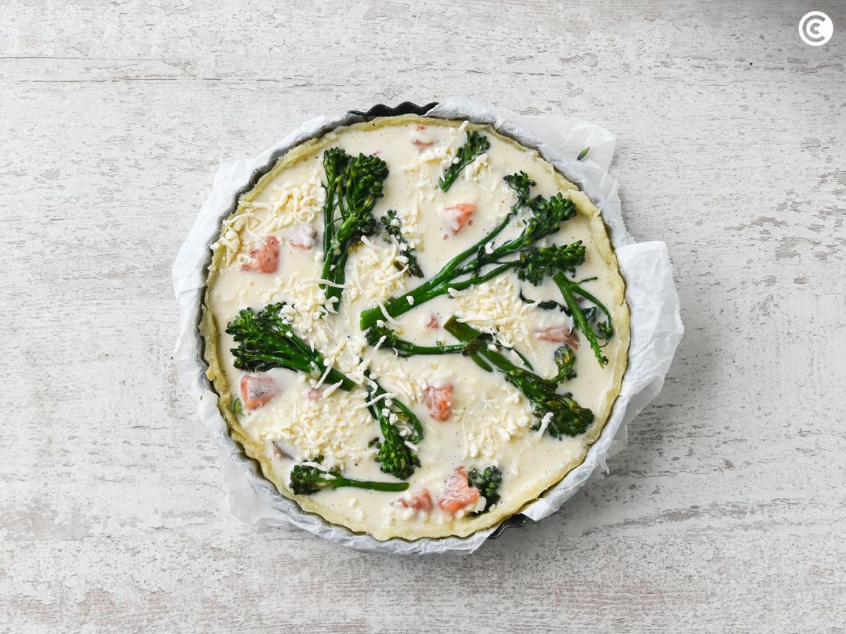 Preparar la quiche de salmón