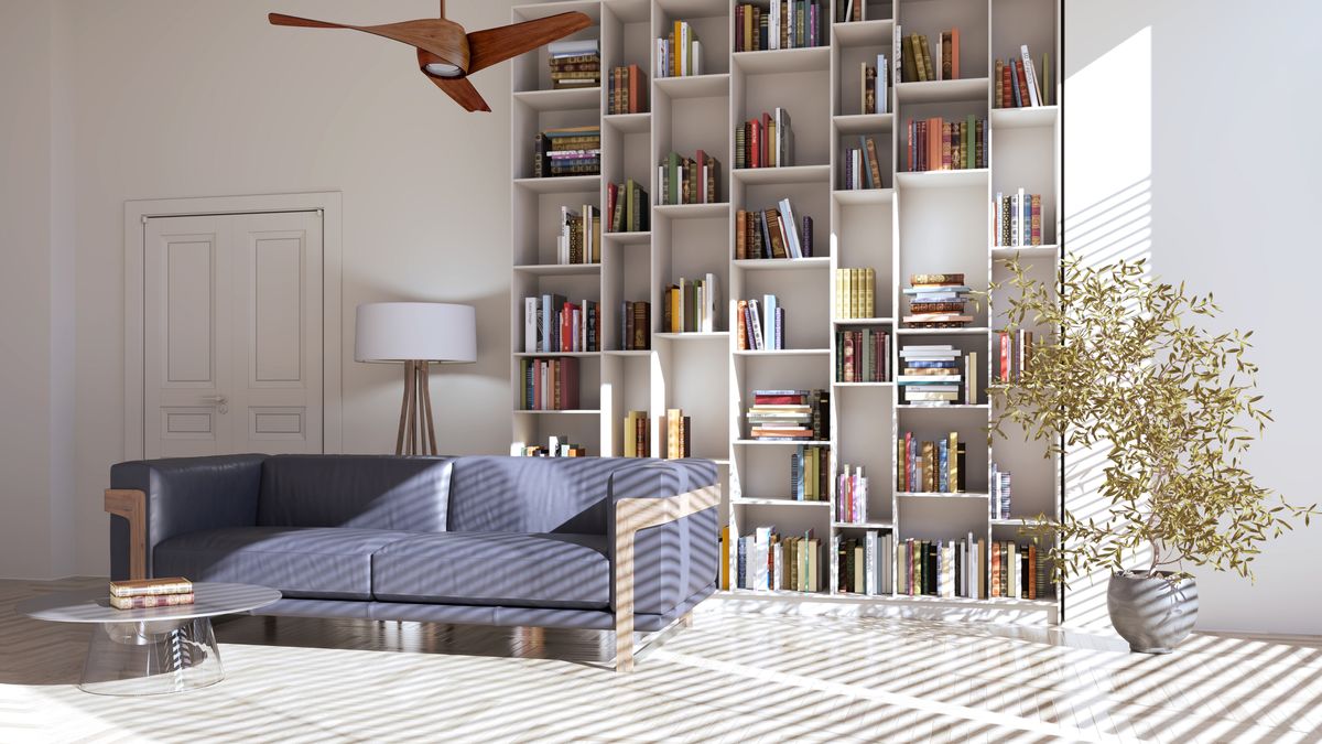 Las estanterías llenas de libros funcionan como absorbentes acústicos