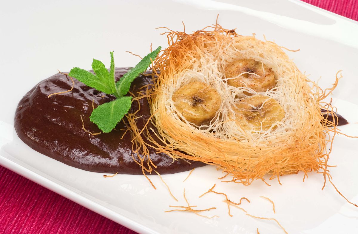 Nido de platano con chocolate