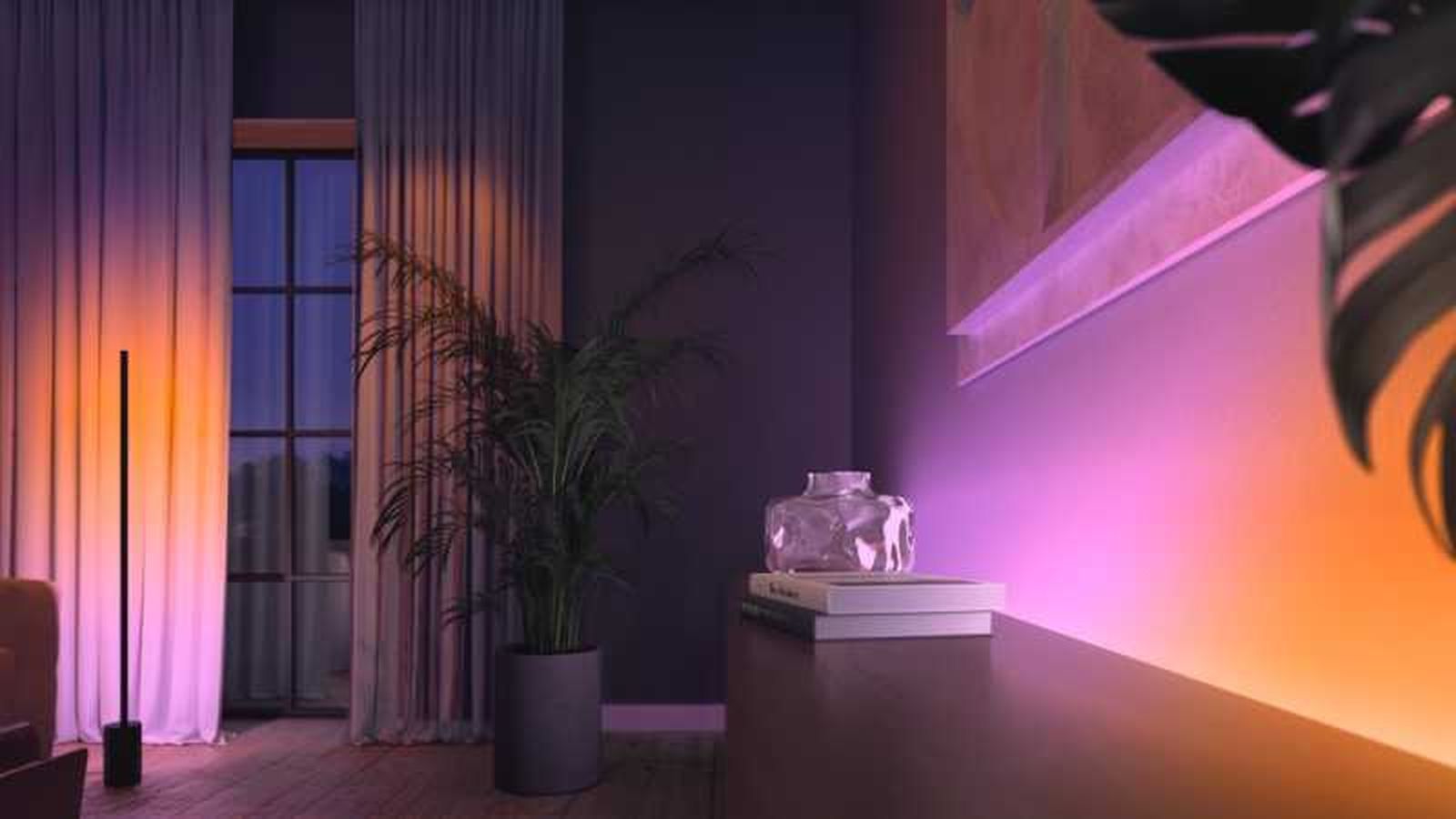 Salón con bombillas inteligentes Philips Hue. Salón con bombillas inteligentes Philips Hue.