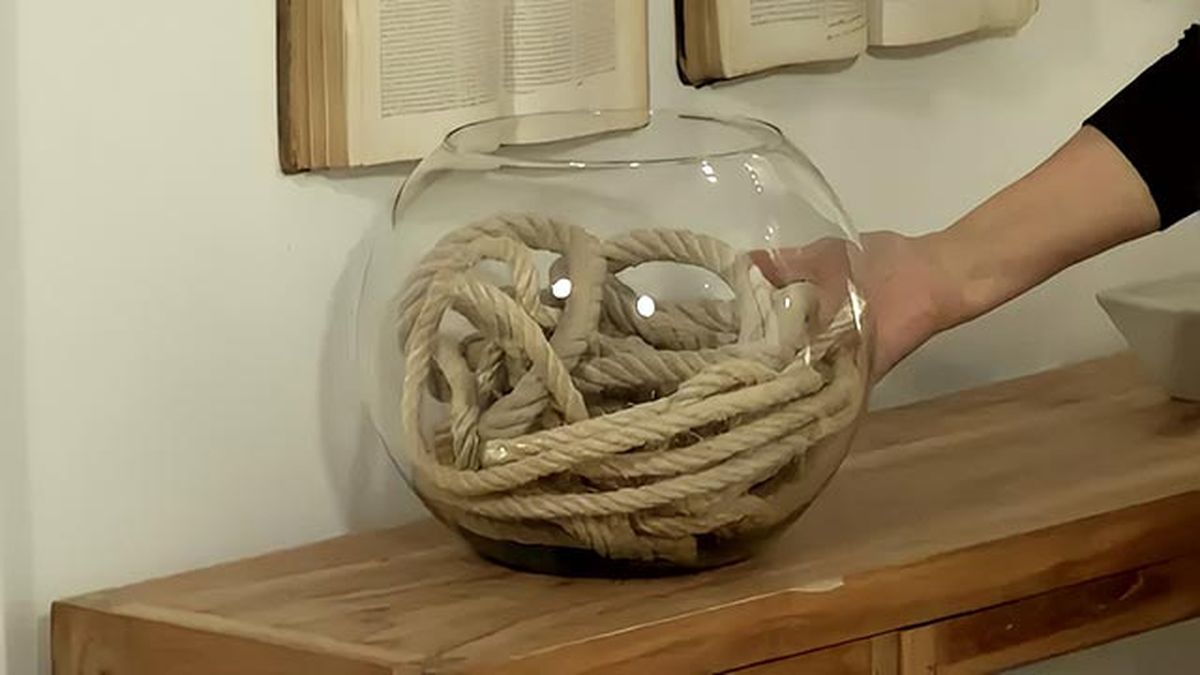 manualidades materiales reciclados adorno pecera cuerdas 1