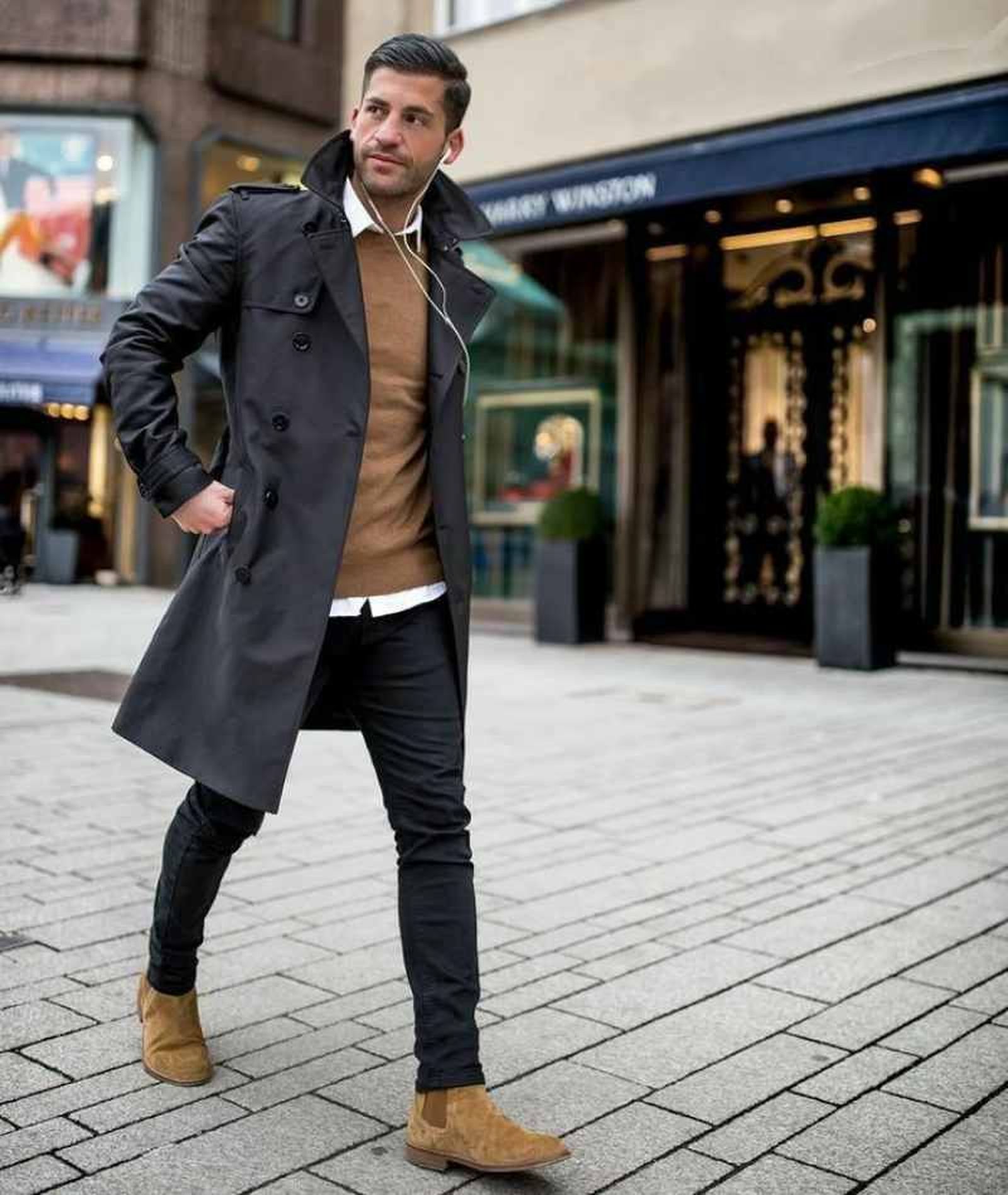 Gabardina para hombre en negra Gabardina para hombre en negra