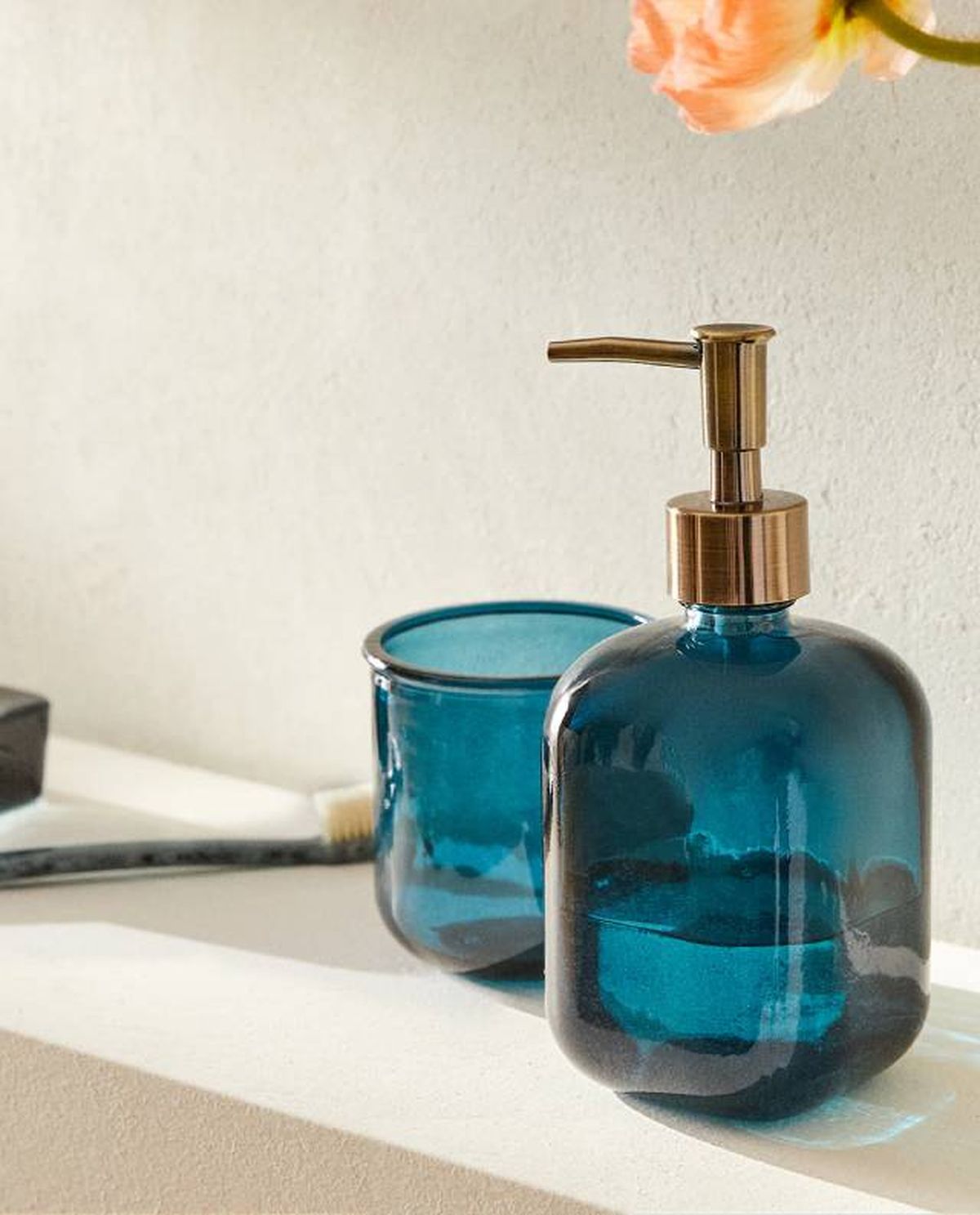 juego bano vidrio azul zara home