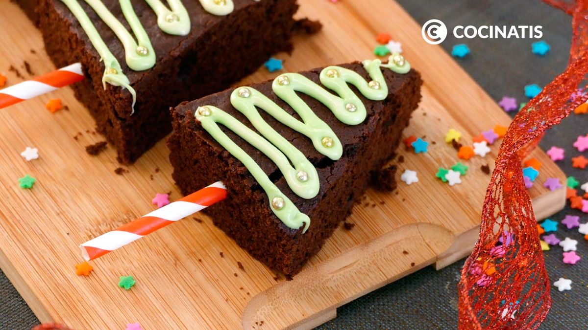 Árbol de Navidad de brownie de chocolate